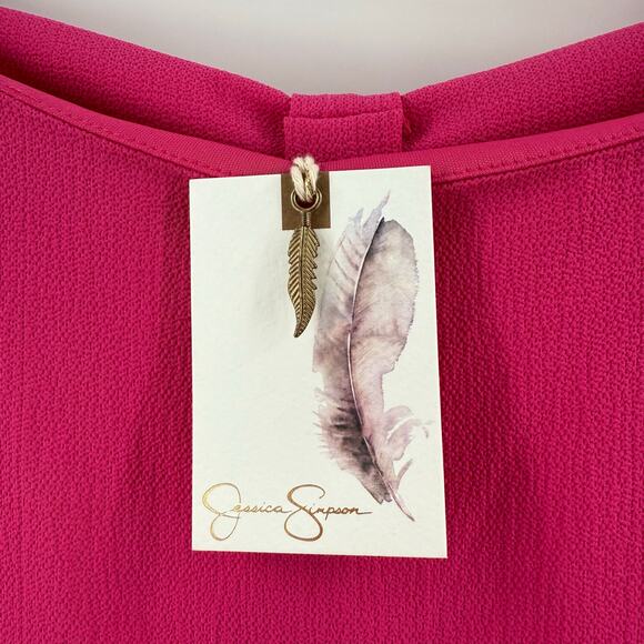 Jessica Simpson Dress SZ8 NWT Bow Back Flutter Sleeve Fuchsia Pink Cocktail Mini - Picture 8 of 16